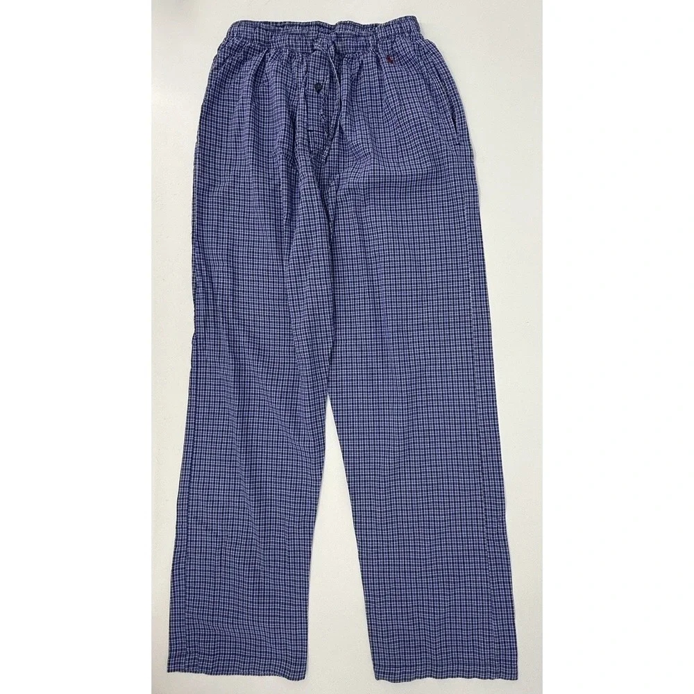 Polo Ralph Lauren Sleepwear Pants Blue Plaid Pajama Lounge 100% Cotton Mens S